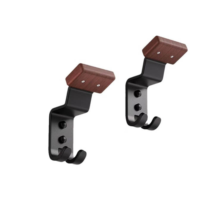 Drill-Mount Motorhelm Wandhouder – Houten Headrest & Carbon Staal Frame