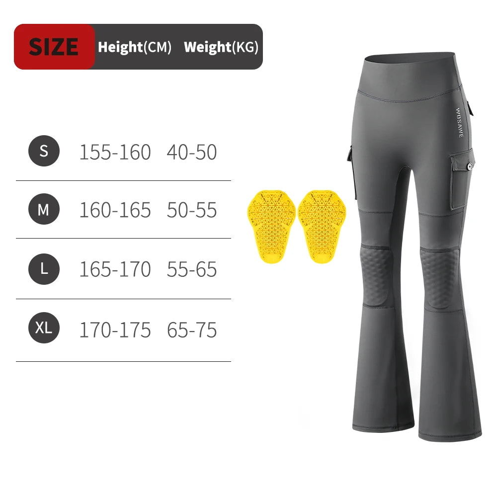 WOSAWE Dames Motor Flare Pants met CE Knieprotectie