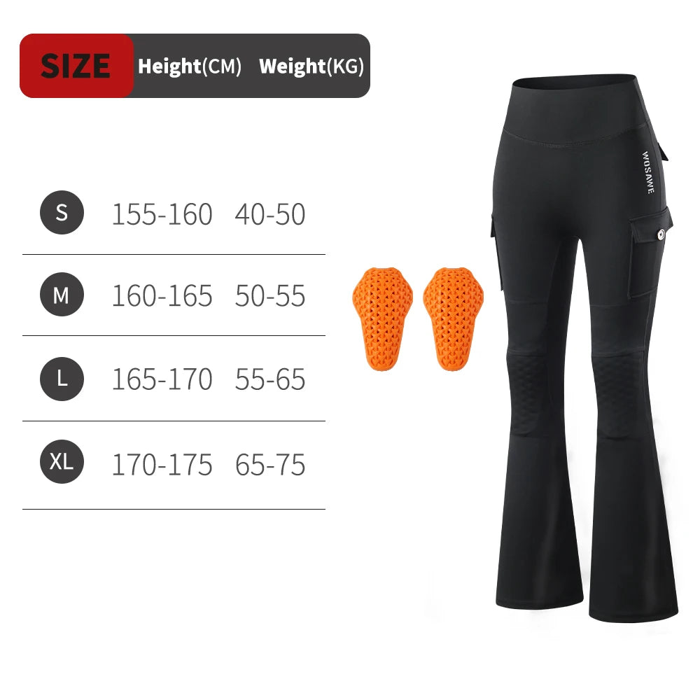 WOSAWE Dames Motor Flare Pants met CE Knieprotectie
