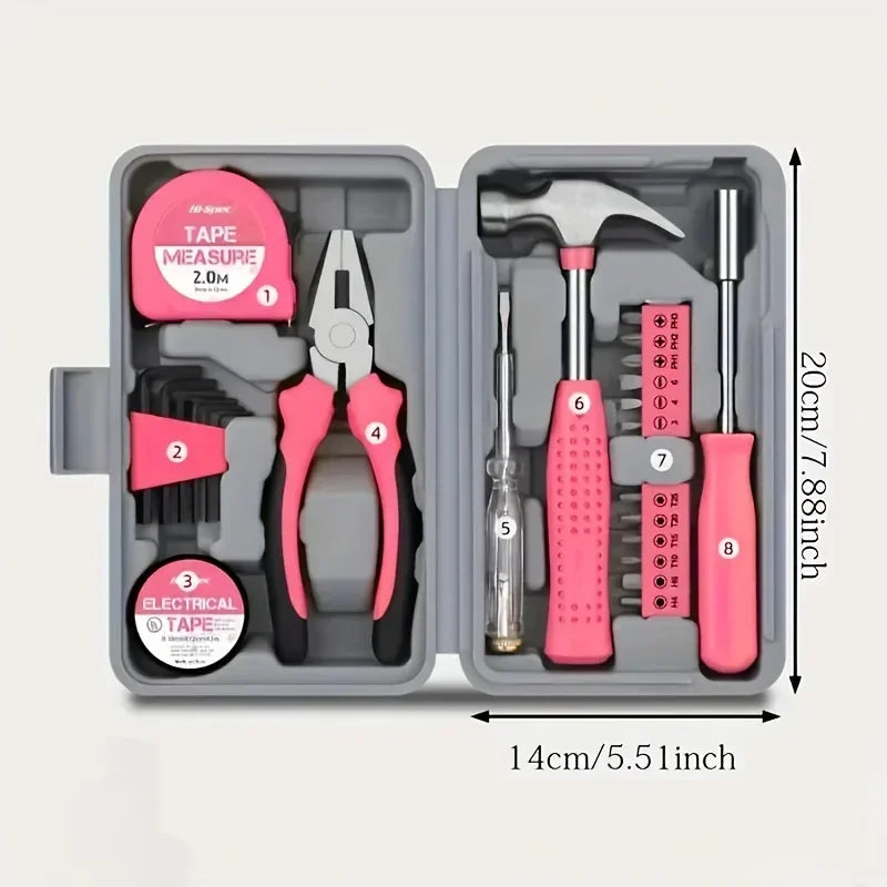BearMoto™ Pink Motor Tool Set – Roze Gereedschap voor Vrouwen (24/39-delig)