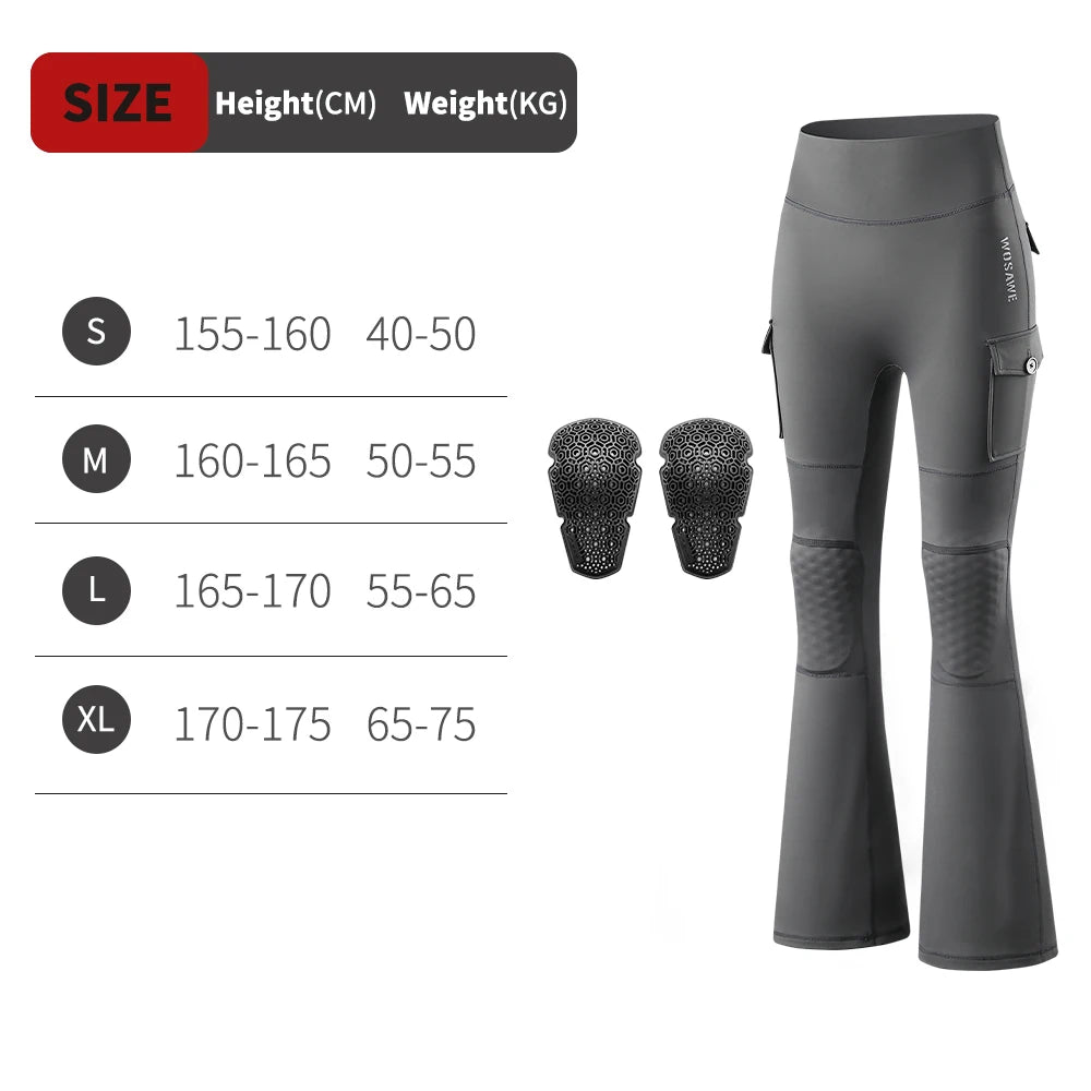 WOSAWE Dames Motor Flare Pants met CE Knieprotectie