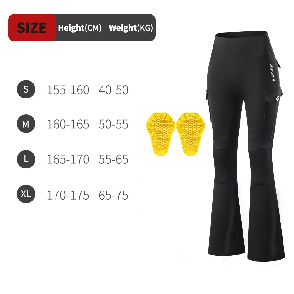 WOSAWE Dames Motor Flare Pants met CE Knieprotectie